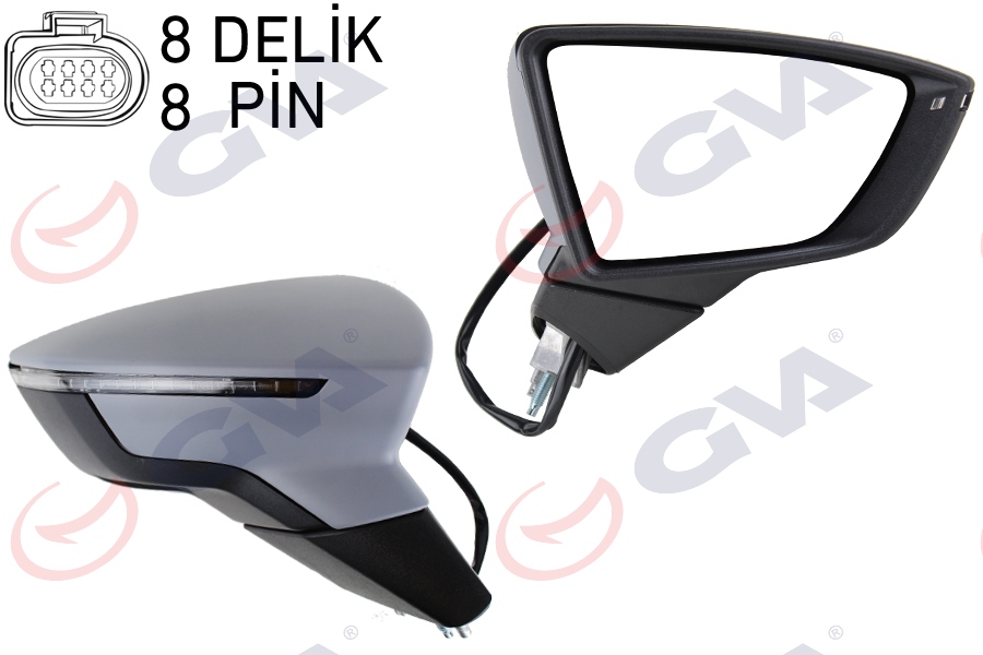 SEAT LEON 2013-2016 SAĞ DIŞ AYNA KOMPLE ELEKTRİKLİ ISITMALI SENSÖRLÜ BOYANIR TİP KATLANIR MODEL (TEK KABLOLU)
