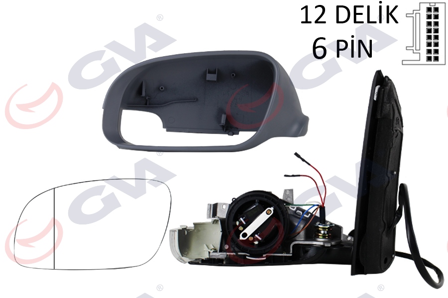 VOLSWAGEN TOURAN 2003-2010 SOL AYNA KOMPLE ELEKTRİKLİ + ISITMALI + SİNYALLİ + ASTARLI + ASFERİK 6 FİŞ
