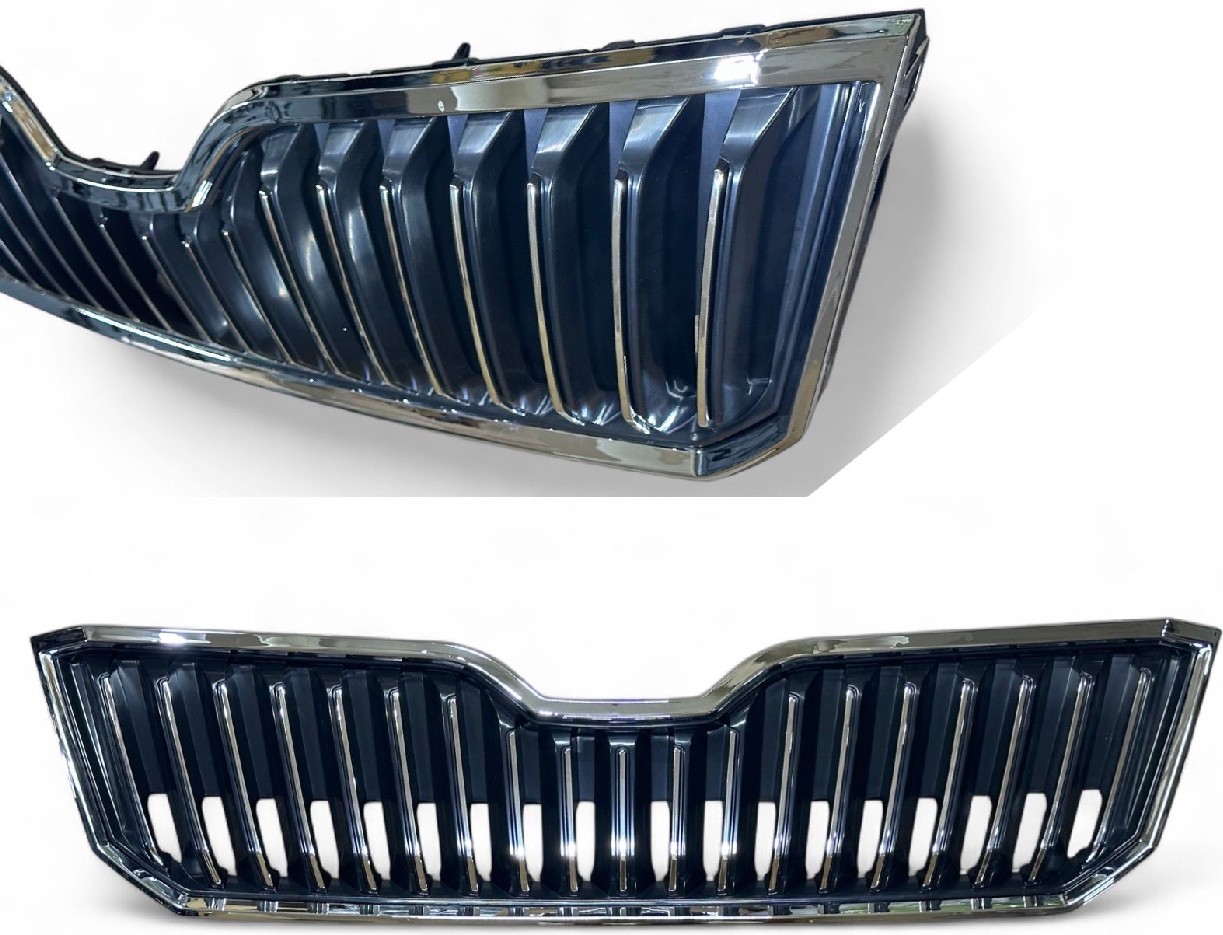 SKODA  SUPER B 2015-2019 ÖN PANJUR SATEN SIYAH KROM CIZGILI KROM CERCEVE
