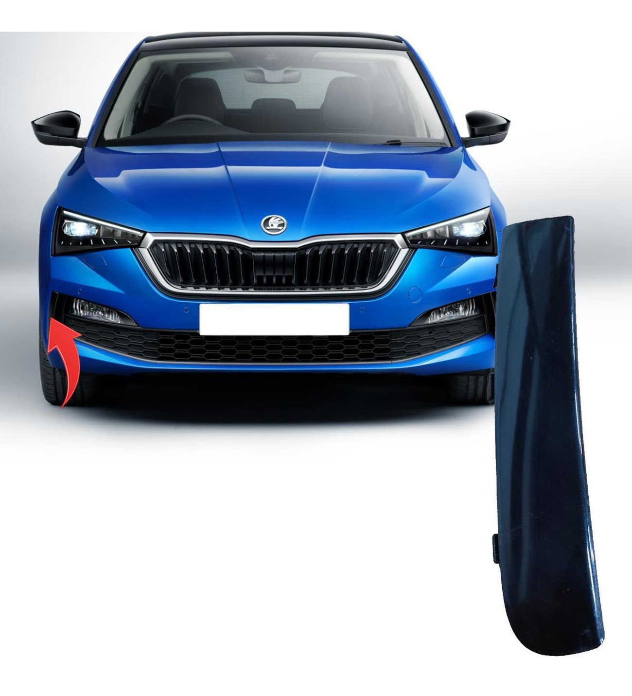 SKODA SCALA 2019-2023 ÖN TAMPON SÜS ÇITASI SOL TARAF PARLAK SIYAH 