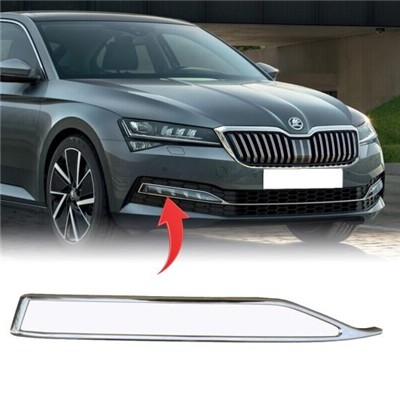 SKODA SÜPER B 2019> Sonrası MAKYAJLI KASA ÖN TAMPON SİS FAR KAPAGI UST CITASI KROM SAĞ TARAF