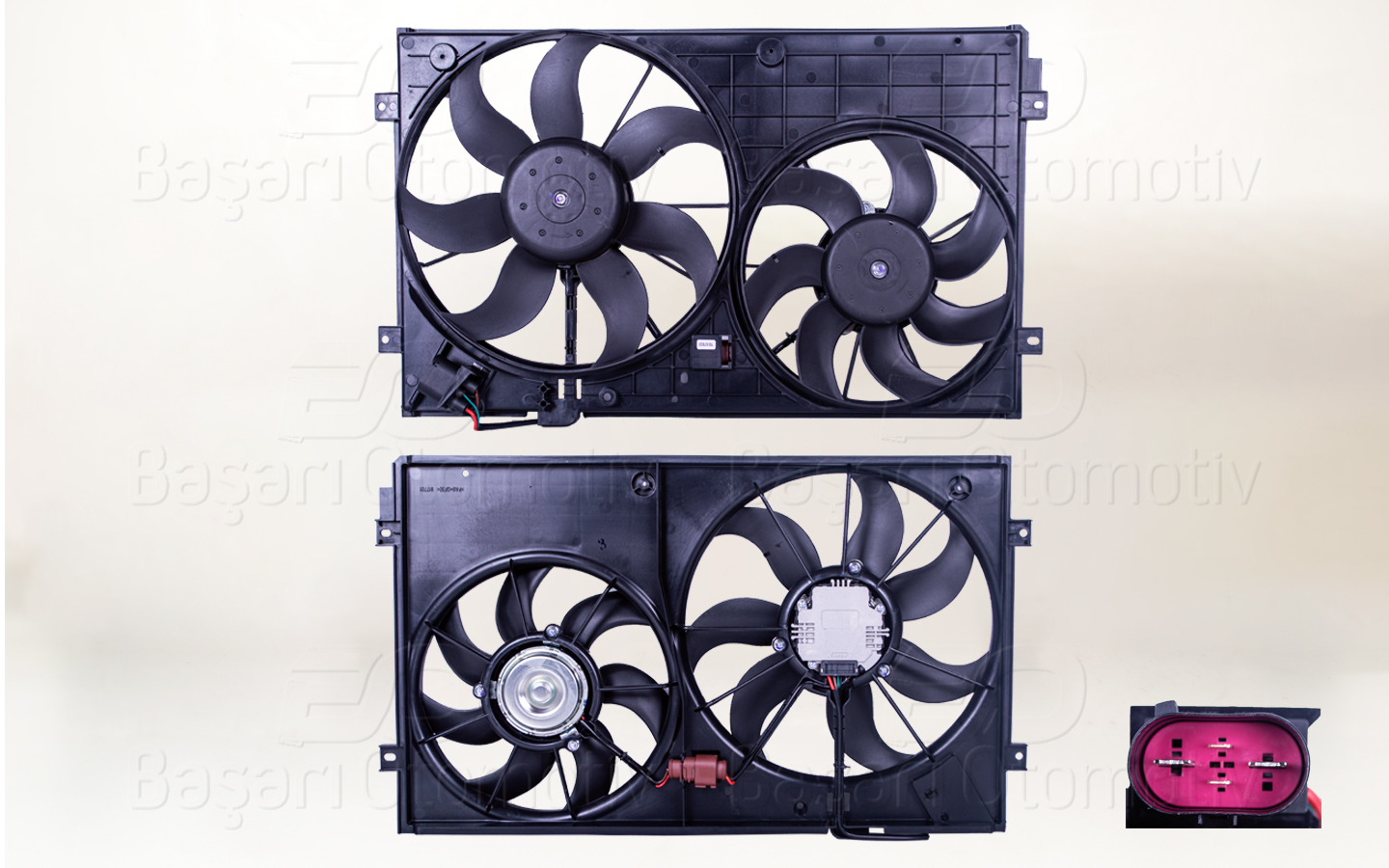 GOLF 5 - JETTA - PASSAT SCİROCCO 2005-> SONRASI FAN MOTORU DAVLUNBAZLI TAKIM KOMPLE (360 MM+295 MM-4 FIS-220W+150W) WİSCO MARKA