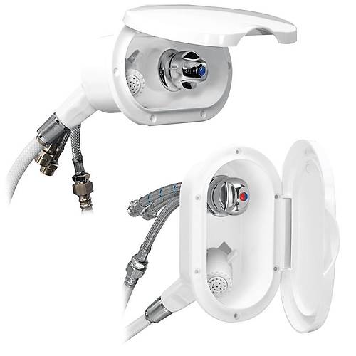 Case w/Wh.Shower, Cold Wat.Tap, 3m Hose, w/Lid, White