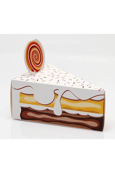 Pasta Dilimi Şeker Kutusu - Renkli Şekerli