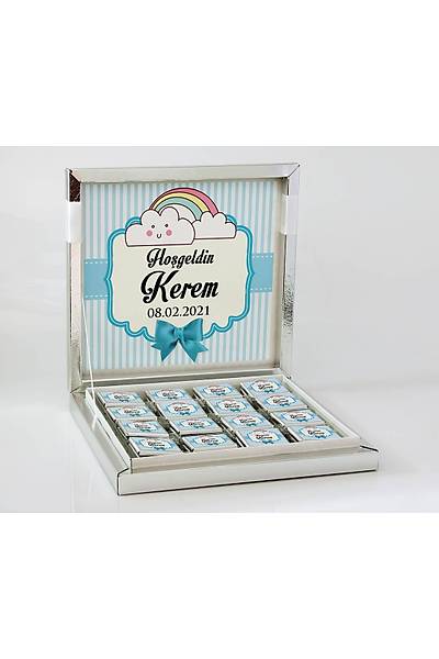 Erkek Bebek Hediye Seti - ikolata, Magnet, Kap Ss - Bulut