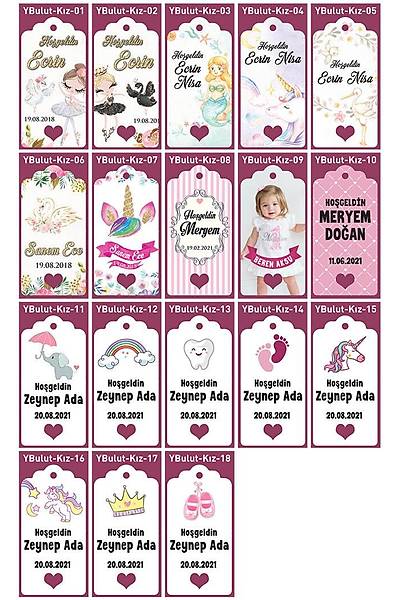 Yarm Bulut Karton Etiket - 35 adet - Kz Bebek