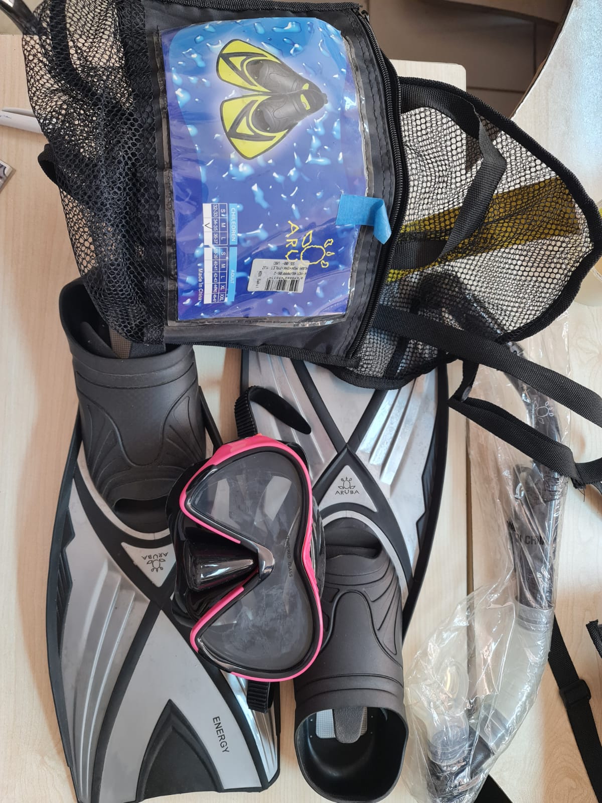 ARUBA MASKE+SNORKEL+PALET SET 34-35 NUMARA
