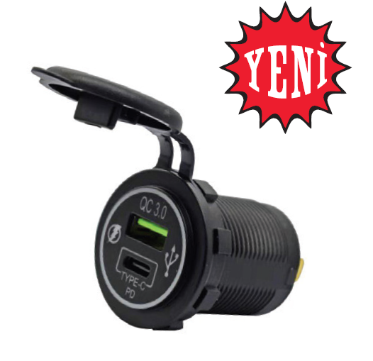 USB SOKETİ USB+TYPE C 12-24 V