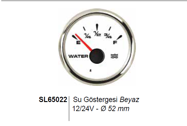SEALUX SU SEVİYE GÖSTERGESİ Ø52mm BEYAZ 12/24v