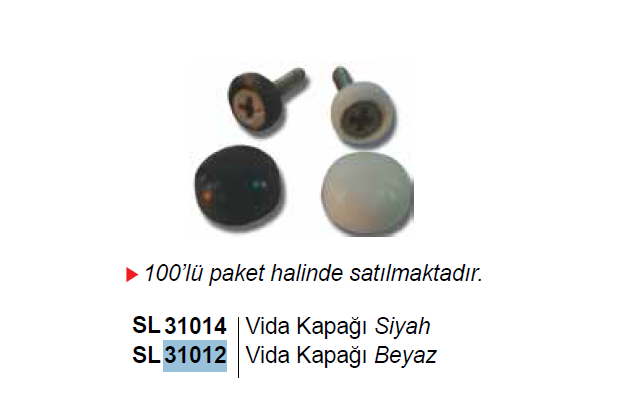 VİDA KAPAĞI BEYAZ  (100'LÜ PAKET)