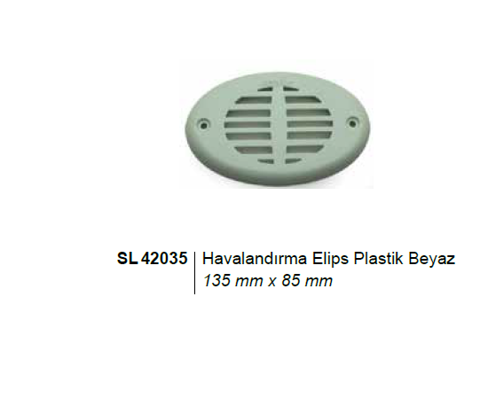HAVALANDIRMA ELİPS PLASTİK,BEYAZ  135x85mm