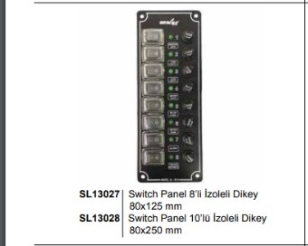 10 ANAHTARLI İZOLELİ DİKEY SWITCH PANEL