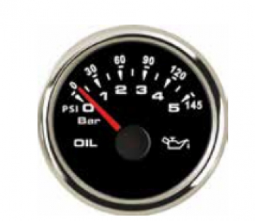 YAĞ BASINÇ GÖSTERGESİ 0-10BAR Ø52mm SİYAH 12-24V