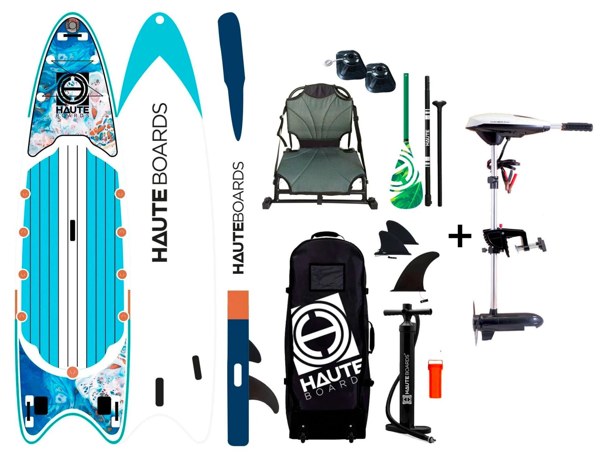 Haute Boards 12'6 Outrigger Şişme Balıkçı Sup + Elektrikli Motor