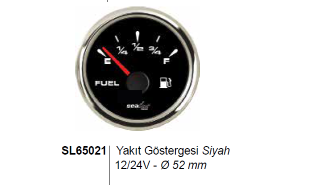 SEALUX YAKIT SEVİYE GÖSTERGESİ Ø52mm SİYAH 12/24v