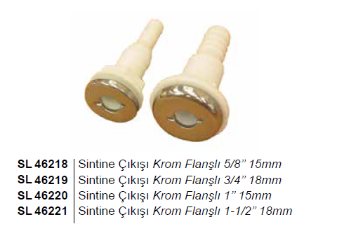 SİNTİNE ÇIKIŞI cr-ni FLANŞLI 3/4 Ø18mm
