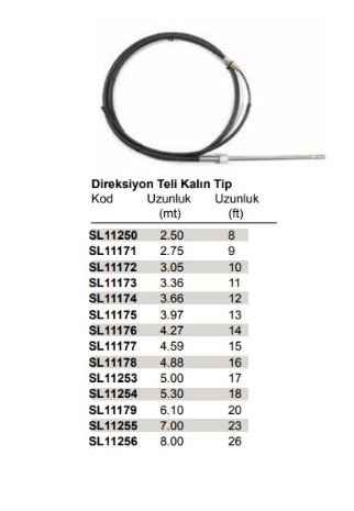 DİREKSİYON TELİ SEAFLEX KALIN TİP 9ft  2,75mt