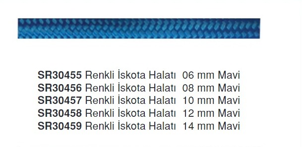 RENKLİ İSKOTA HALATI 06 MM MAVİ  (1 MT=29 GR) ( Metre fiyatıdır)