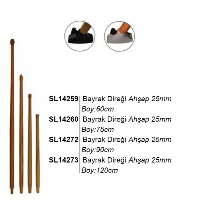 BAYRAK DİREĞİ AHŞAP Ø25mm 75cm