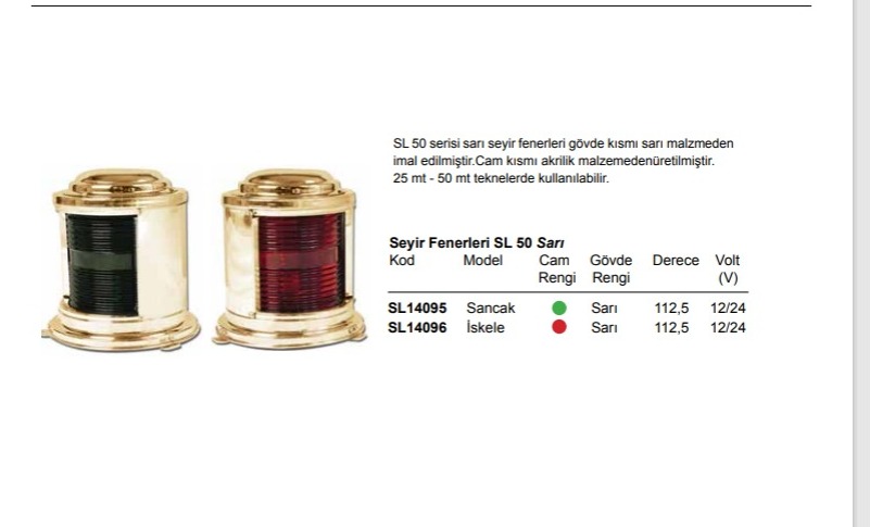 İSKELE FENERİ SARI 112,5°