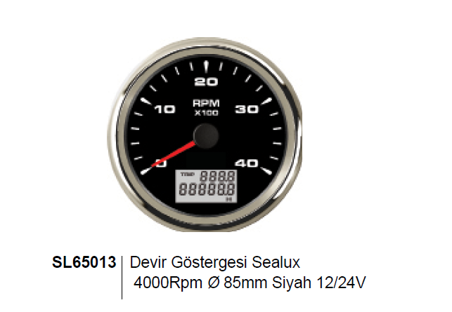 SEALUX DEVİR GÖSTERGESİ 4000Rpm 12/24v Ø85mm SİYAH