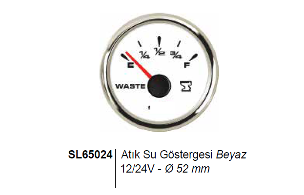 SEALUX ATIK SU SEVİYE GÖSTERGESİ 12/24v Ø52mm BEYAZ