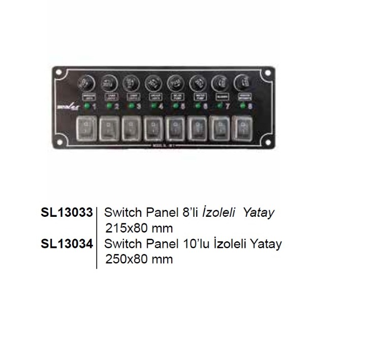 8 ANAHTARLI İZOLELİ YATAY SWITCH PANEL