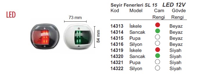 SL15 PUPA FENERİ BEYAZ led 12v