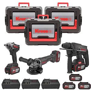 Kress KRKS1 KUB30.2 + KU390.4 + KUH10.2 20Volt/4Ah. 6 Adet Ak�l� Profesyonel Kombo Set