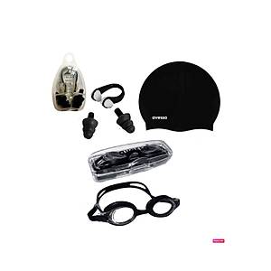 3'l� 2670 �ocuk G�zl��� Havuz Seti Y�z�c� G�zl��� Havuz G�zl��� + Bone + Kulak Burun T�kac� Siyah
