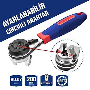 WORKPRO WP272063 7-22mm CR-V Profesyonel Ayarlanabilir 200mm C�rc�r Anahtar