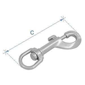 Bolt Snap, w/swivel end, Inox 316, 13mm (1/2)