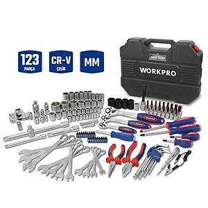 WORKPRO WP202533 1/4'� 3/8�� 1/2'� 123 Par�a Cr-V Metrik A��r Hizmet Lokma ve Kombine Anahtar Tak�m� 