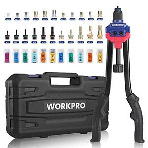WORKPRO WP200532 400mm INC/MM A��r Hizmet Kollu Somun Per�inleme Tabancas� + 185 Adet Per�in