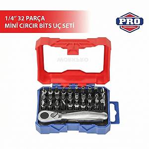 WORKPRO WP200534 32 Par�a 1/4'� Profesyonel Mini C�rc�r Lokma Kollu Bits Vidalama Seti