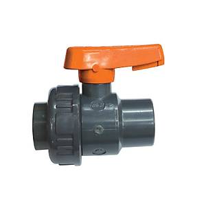 Ball Valve 1", Single Union BSPP, Plastic, Grey