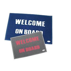 Welcome mat with firm backing, pvc - blue - 60 X 90cm