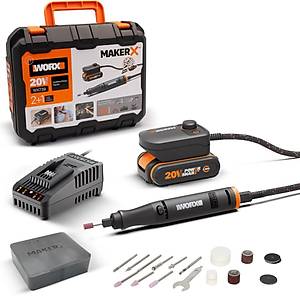 WORX WX739 MAKERX 20Volt 2.0Ah. K�m�rs�z Profesyonel Kalem Tipi Devir Ayarl� Grav�r Seti + 34 Par�a aksesuar