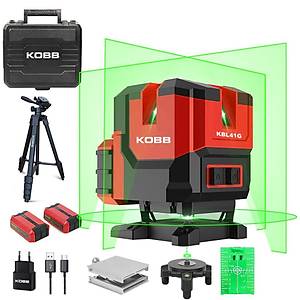 KOBB KBL41GTP 30M 4x90?/1x360? Otomatik Hizalamal� Li-ion �ift Ak� Profesyonel Ye�il �izgi Lazer Distomat + Tripod