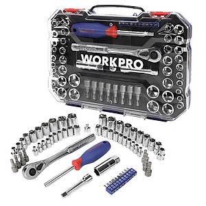 WORKPRO WP202566 1/4'� 3/8�� Metrik/�n� 63 Par�a Cr-V Profesyonel Lokma Tak�m� 