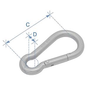Snap hook, Inox 304, L 100mm, Diam. 10mm