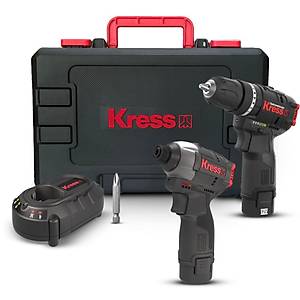Kress KUG02 12Volt/2.0Ah. Li-ion �ift Ak�l� K�m�rs�z Profesyonel Darbeli Matkap+Darbeli Tornavida Kombo Set