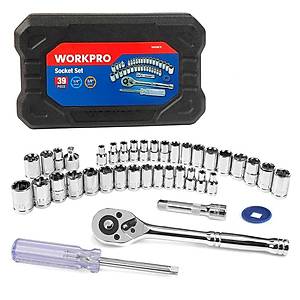 WORKPRO WP202536 39 Par�a 3/8�� 1/4�� CR-V Metrik/�n� Profesyonel Lokma Tak�m�
