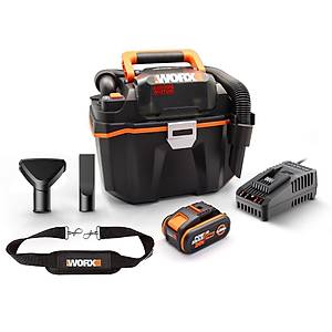 WORX WX031 20Volt 4.0Ah. 200W/16Kpa Li-ion K�m�rs�z Flexi Esnek Hortumlu Profesyonel �arjl� Islak/Kuru S�p�rge & �fleme