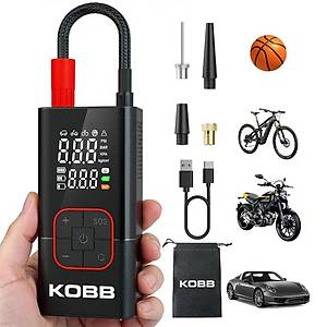 KOBB KB412 Li-ion �arjl� 150 PSI Dijital G�stergeli Ak�ll� Lastik �i�irme Pompas�+ Powerbank + SOS + Led Lamba