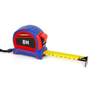 WORKPRO WP261044 8Mx25mm Naylon Kaplama Sar� �ift Tarafl� Manyetik �elik �erit Metre 