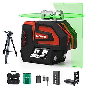 KOBB KBL32GTP Profesyonel Li-ion Yatay 360� ve Dikey Otomatik Hizalamal� Ye�il Nokta �ak�l ve �apraz �izgi Lazer+Tripod