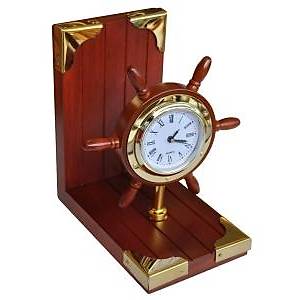 Ah�ap kitap tutucu, saatli