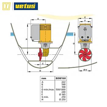 BOW16024D VETUS MANEVRA PERVANES, 160KGF, 24V