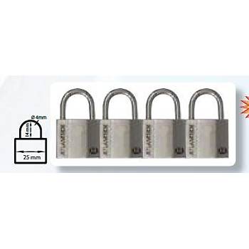 ATLANTECH 2062 - PASLANMAZ ASMA KİLİTLER -INOX 25 mm Müşterek Anahtarlı